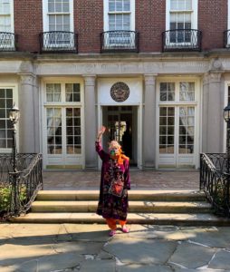 Abigail Greenway outside the Embassy of Afghanistan in DC